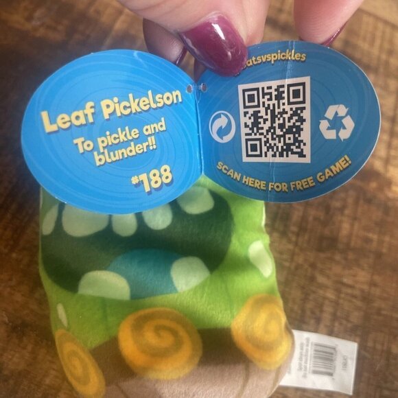 NWT Cats vs Pickles #188 Leaf Pickleson - 4” Beanbag Plush - Blue Wave Series 1 - Picture 9 of 9